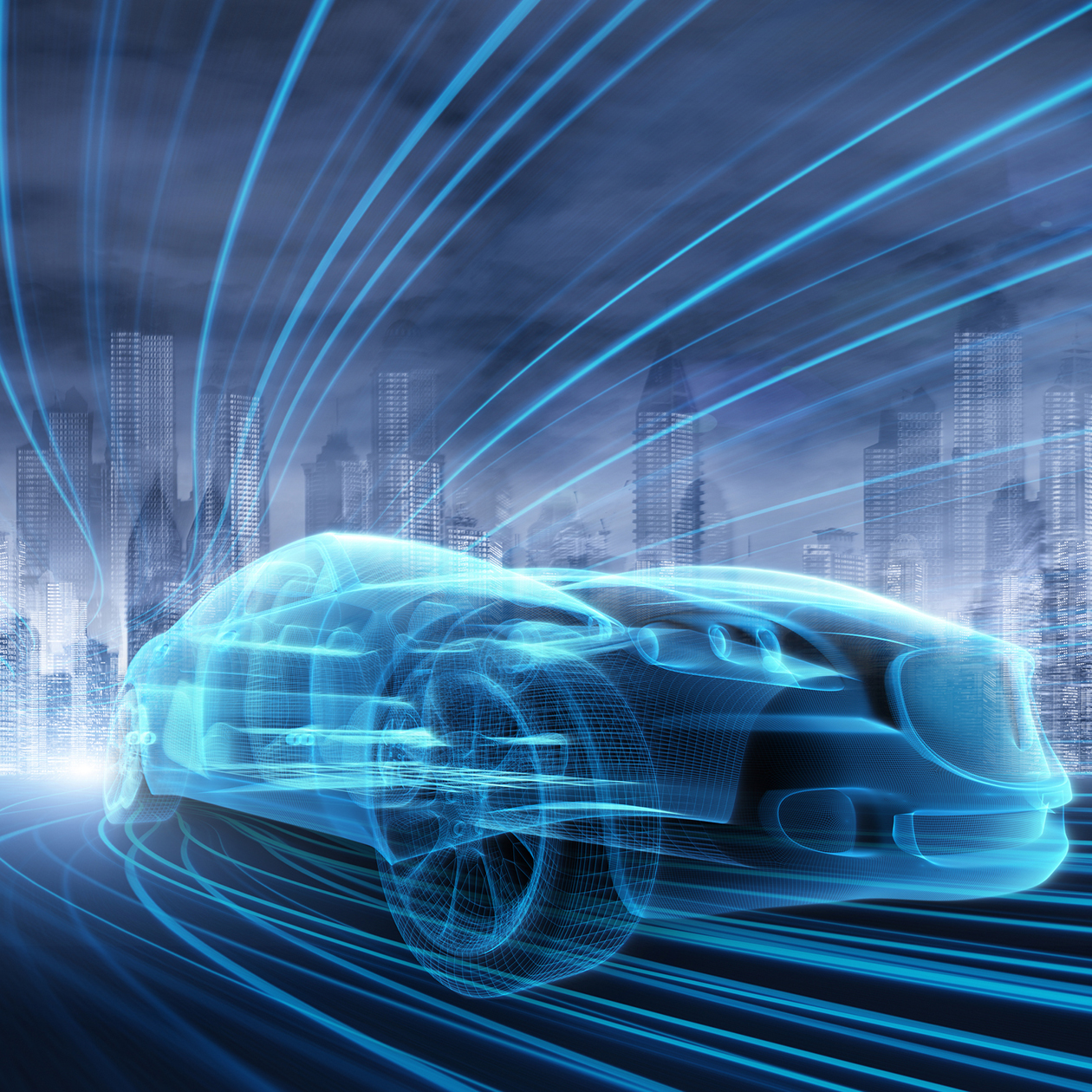 Sportliches Auto auf staedtischer Straße