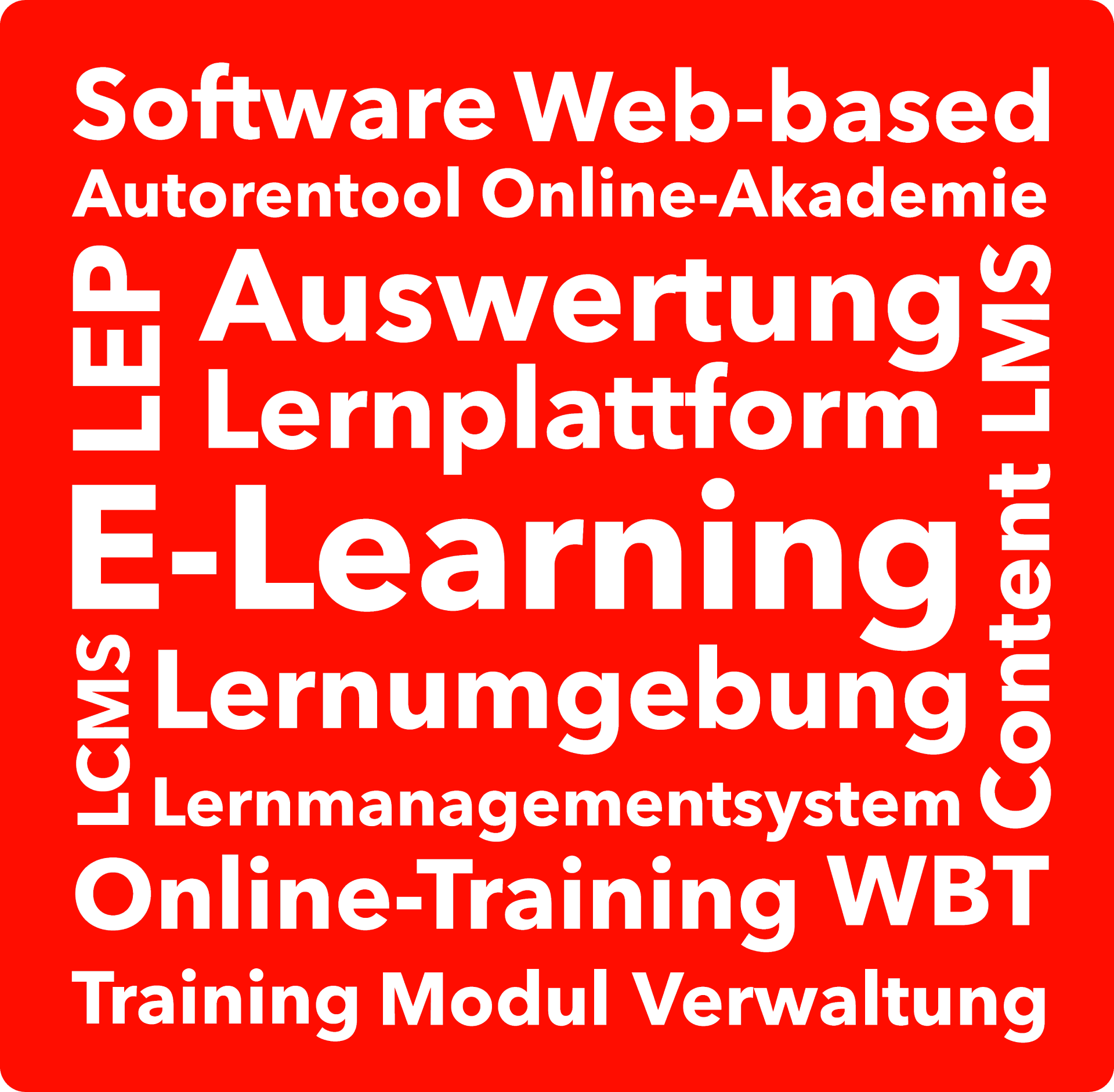 Ein Wordgraph mit verschiedenen Begriffen zum Thema E-Learning